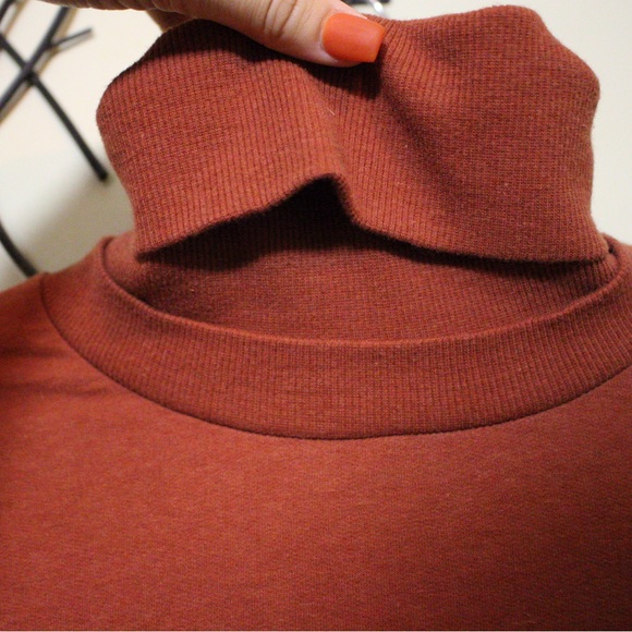 Young Fabulous & Broke Asymmetric Orange Turtleneck Sweater Dress Extra Small - Picture 5 of 13